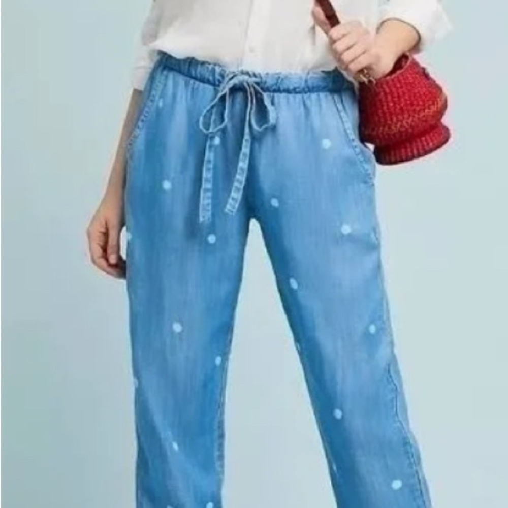 Cloth & Stone Polka Dot lightweight denim joggers